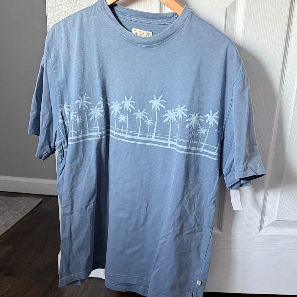 Solitude Blue Palm Tree Graphic T-Shirt